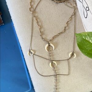 Elegant Gold and Cream Crescent Necklace